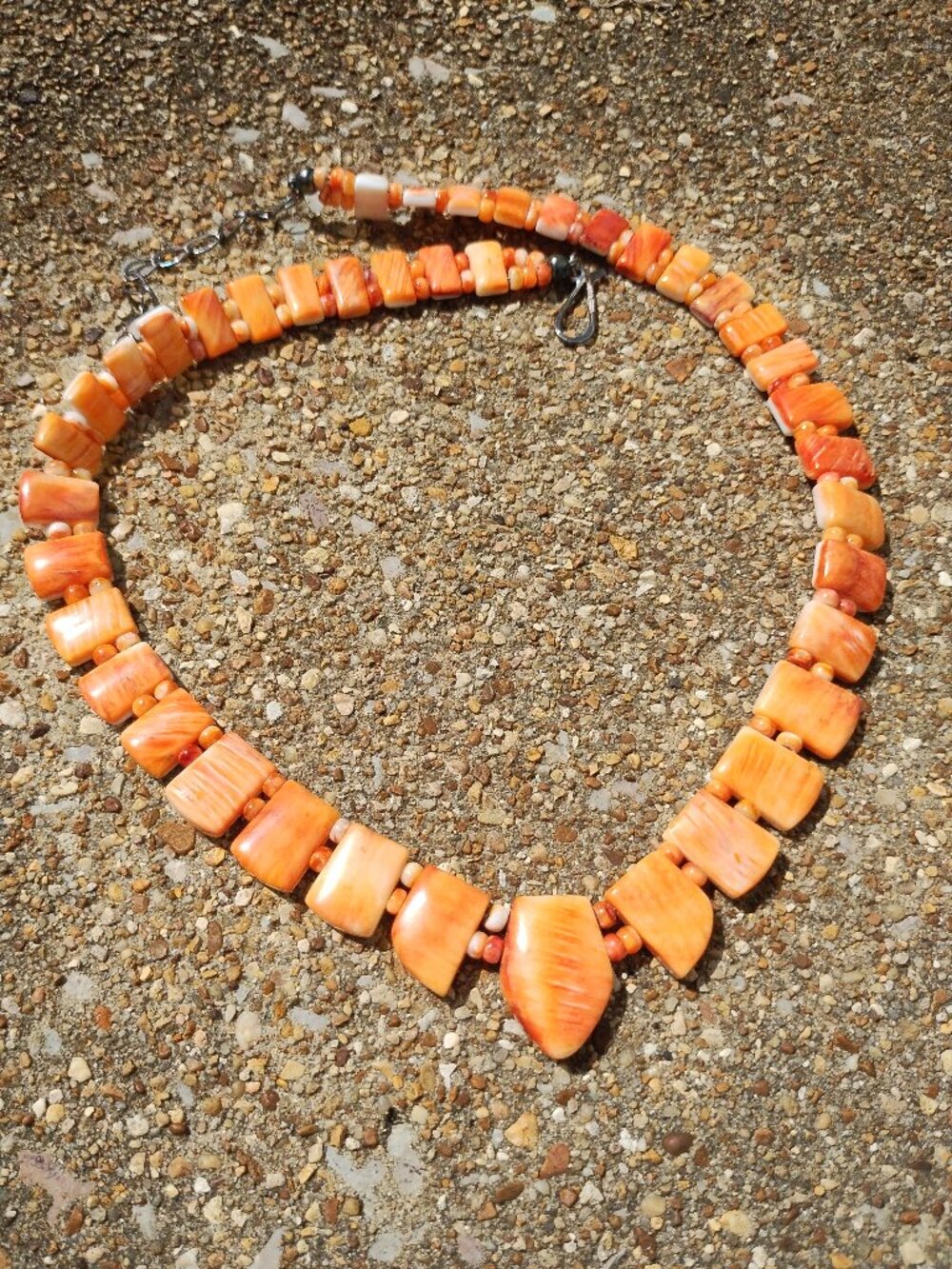 Jay King DTR Orange Spiny Oyster Draped Necklace 925 Sterling Silver NIB